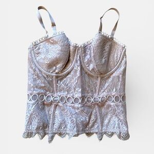 Victoria Secret Lace Pink Shimmer Bustier Corset 36C